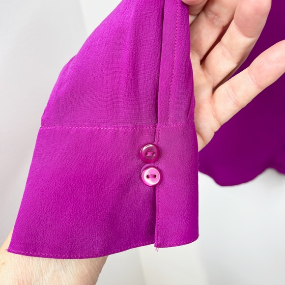 Pacific Silk Studio 100% Silk Blouse | Fuchsia Pink | Size M - Picture 5 of 9